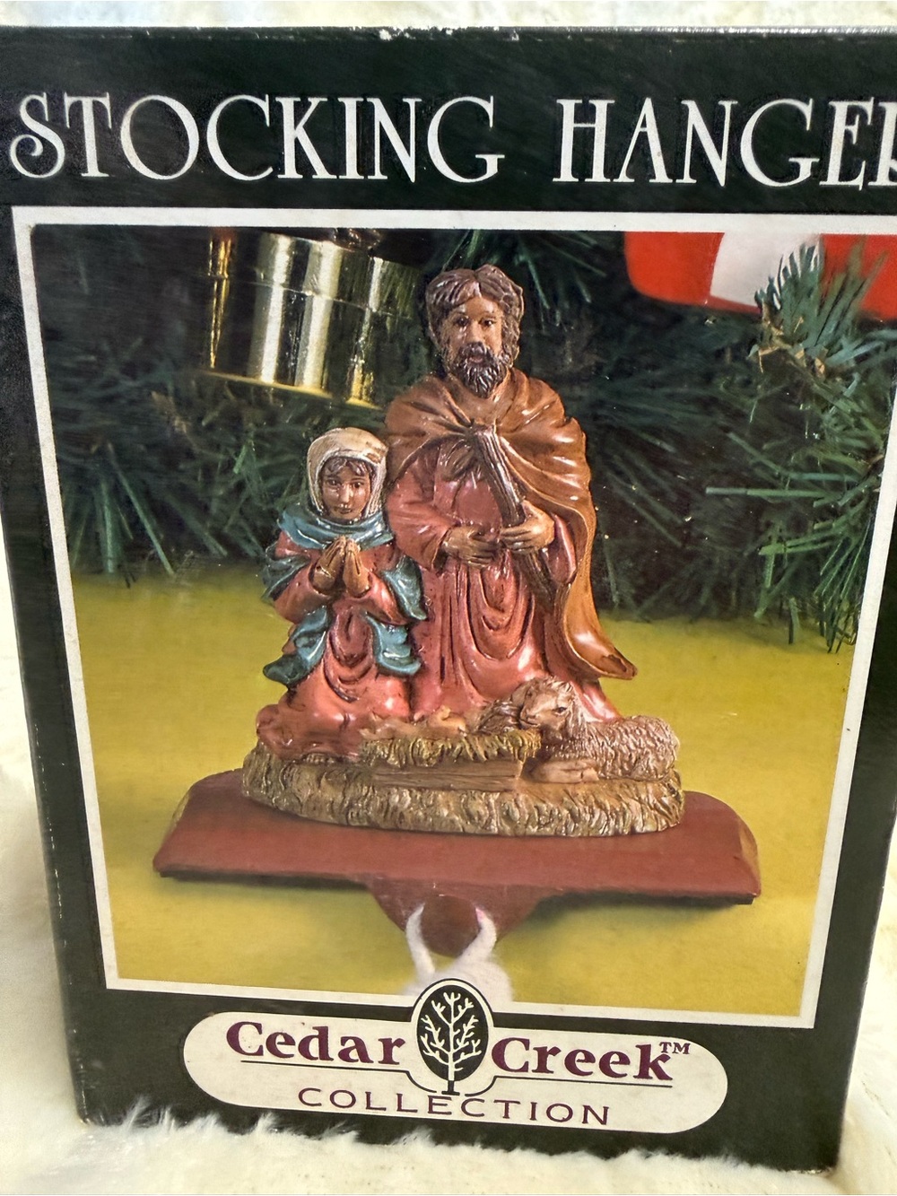 Cedar Creek Christmas Collection Vintage Mary and Joseph Stocking Hanger In Box